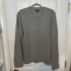ROOTS V Neck Pullover Wool Grey V Neck Cozy Sweater Large